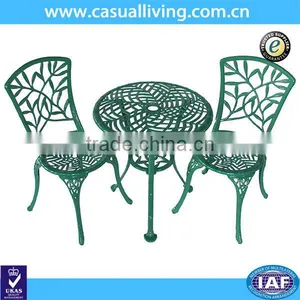3-Piece Cast Aluminum Durable Green Patio Bistro Sets thumbnail-1