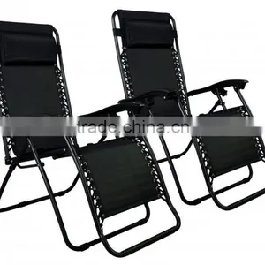 2 Pack Garden Folding Black Infinity Zero Gravity Lounge Chair thumbnail-2