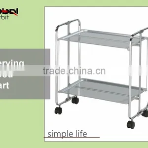 Kitchen Stainless Steel Serving Cart Food Wooden 3 Tier Shelf Rolling Wheels thumbnail-6