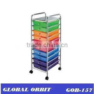 Colorful 10 Tier Plastic Storage Drawer Cart thumbnail-2