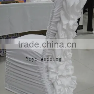 Ruffle Spandex Chair Cover With Satin Flower thumbnail-2