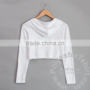 Women Fit Crop Top Hoodie Sublimation Blank. no Minimum Qauntity 3 Color Ready. Real Factory. Sample in Few Days thumbnail-2