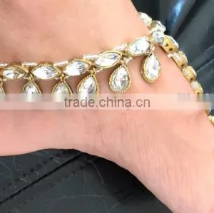 GOLD Crystal Toe Ring ANKLET PAYAL Foot Bracelet Barefoot Sandal thumbnail-1
