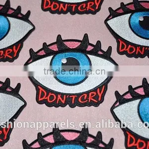 Custom Hand Made Don't Cry Eye Embroidered Patch for Clothes Embroidery Patch Made in China Choose Size/color thumbnail-3