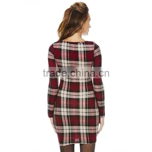 Wholesale Bodycon Slim Pencil Party Dress Design Your Own Fashion Checked Dress thumbnail-3