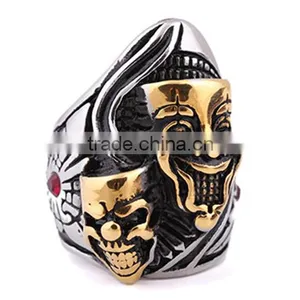 High End Double Colors Plated Mens Skull Rings Big Metal Skull Finger Rings for Fashion Party 2016 thumbnail-1