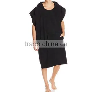 100 Percent Cotton Black Terry Hooded Poncho Towels for Adults thumbnail-1