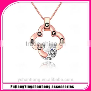 Fashion Plating Rose Gold Zircon Pendant Necklace thumbnail-1