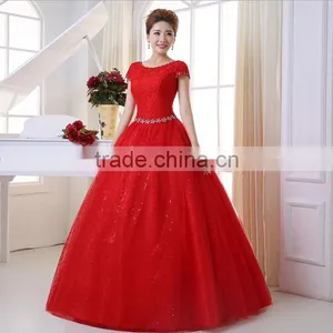 V Neck Cap Sleeve Long Trail Ball Gown 2017 Wedding Dresses thumbnail-1
