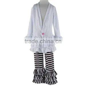 Unique Boutique Ruffle Dress and Stripe Pants Outfit for Girl thumbnail-1