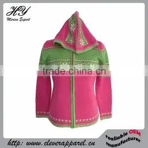 OEM 85005 Superfine Merino Wool Women Knitted Cardigan thumbnail-1