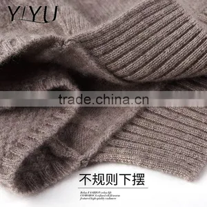 Fashion Winter Cashmere Sweater Women Irregular Hem Long Sleeve Knit Pullover thumbnail-5