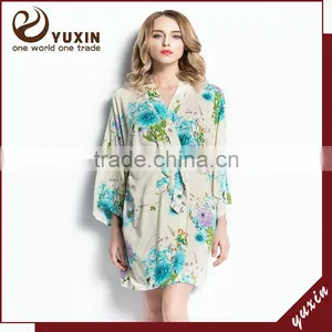 Wedding Bridesmaid White Cotton Floral Robe Weave Robes FR0011 thumbnail-1