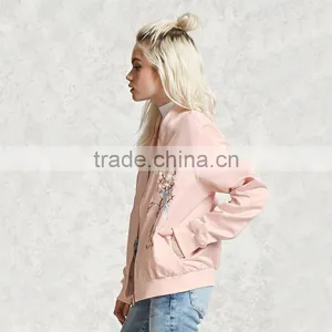 Buy Wholesale Price Nice Embroidered Satin Pink Black Jackets for Ladies thumbnail-5
