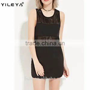New Design Women Cotton Lace Perspective Sleeveless Casual Dresses Sexy Dress for Ladies thumbnail-1