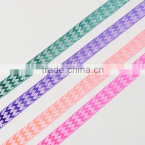ZIG ZAG Print Wired Edged Satin Ribbon Roll thumbnail-1