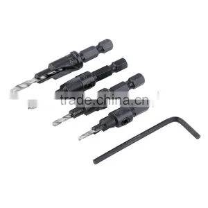 4 Pcs HSS Countersink Drill Bits + 1 Pcs 1/4 Quick Change Hole Hex Shank Screw Hot Search thumbnail-2