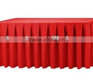 Red Table Skirting With Box Pleat Polyester Table Skirts Fashion Wedding Table Linen thumbnail-1