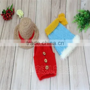 Baby Pants Set Knit Newborn Baby Boy Bonnet and Shorts Vintage Infant Clothes Photography Props thumbnail-1