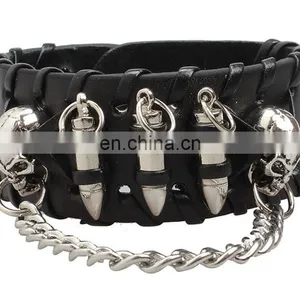 Fashion Cool Euramerican Style Decorative Rivet Punk Thick Leather Bracelet thumbnail-2