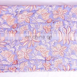 Dressmaking Sewing Fabric By Meter Indian New Hand Block Cotton Fabric Crafting thumbnail-2