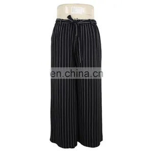 ODM Factory Mature Lady Formal Loose Fit Stripe Trouser thumbnail-1