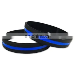 Thin Blue Line Silicone Bracelets thumbnail-2