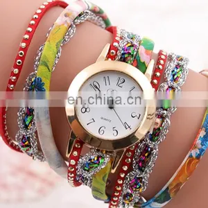 Fashion Printed Leather Bracelet Watch Golden Quartz Watch Leather Bracelets Women Leather Bracelet Watch Gifts for Her thumbnail-1