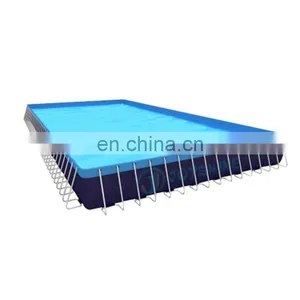 Large Above Ground Steel Metal Frame Swimming Pool Inflatable Water Slide Park Pool 10m 20m 50m thumbnail-1