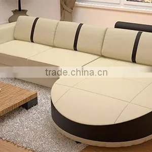 European Style Furniture White u Sharp Leather Sofa thumbnail-1