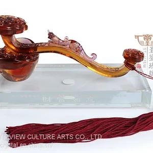 Colored Glaze Ruyi With Ingot Dragon Chinese Feng Shui Ornament Gift thumbnail-1