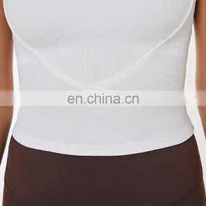 OEM & ODM Supplier Custom Logo Ribbed Fashion Gym Wear Sleeveless Yoga Crop Tank Top thumbnail-2