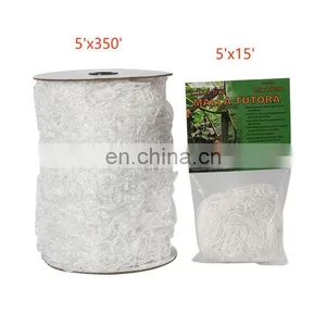 White Soft 5x350ft Nylon Plant Trellis Netting 6 Inch Mesh Polyester Garden Trellis Net for Vegetables thumbnail-1
