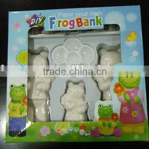 FROGS CERAMIC PAINT DIY 6 COLORS 5ML PER COLOR WITH 3 CERAMIC FROGS A BRUSH AND PALETTE thumbnail-1