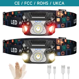 Wholesale 450LM Motion Sensor LED Headlamp Rechargeable XTL Main Light SMD Side Light IP44 Waterproof Head Torch for Outdoor Camping Hiking thumbnail-1