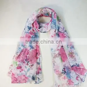 Selling Latest Design Cheap Colorful Flower Printed Scarf thumbnail-4