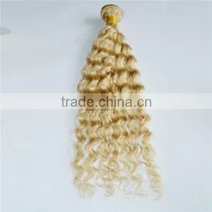 European Blonde 613 Color Virgin Deep Wave Curl Hair Extension Weft thumbnail-2