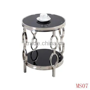 Metal Bamboo Vintage Mirrored Round End Table/side Table thumbnail-1