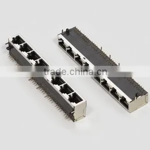 CAT5 Multi-port RJ45 Modular PCB Jack With Shield thumbnail-1
