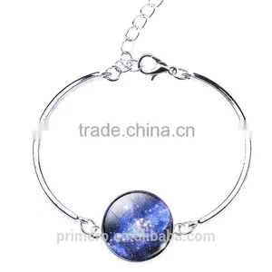 Sterling Silver Star Moon Glass Cabochon Charm Bracelets & Bangles Fashion Jewelry thumbnail-4