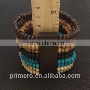 New Designer Bohemia Wood Boho Beads Bracelet Beaded Multilayer Stretch Bangles thumbnail-6