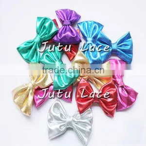 Adult Elegant Cheerleading Shiny Hair Bowknots Without Clips, 3'' Clothes Bowknots, Metallic Gloden Fabric Kids Hair Bows thumbnail-5
