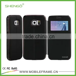 PU Leather Flip Case for Samsung S6 With Diamond Design thumbnail-4