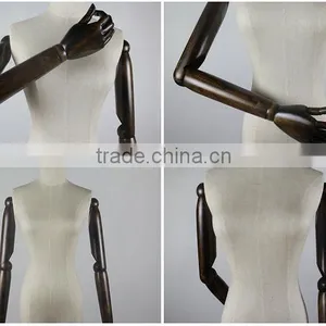 Wood Arms Torso Female Mannequin With Wood Base thumbnail-4