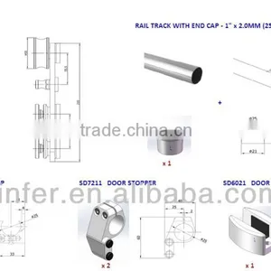 Modern Stainless Steel Glass Sliding Barn Door Interior New Rail Track SD0117700 thumbnail-4