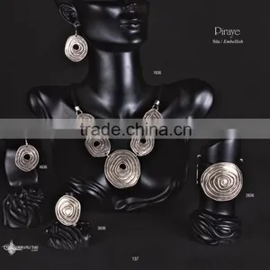 Ring Earring Bracelet Necklace Authentic Turkish Design Jewelry Set Made in Istanbul thumbnail-1