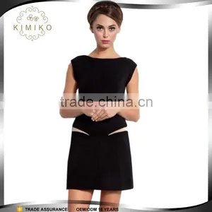 Wholesale Formal Dress Women Mini Dress With Black Stretch Mesh Insert thumbnail-1