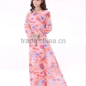 2015 Fahion Long Sleeve Chiffon Kaftan Abya Dresses thumbnail-5