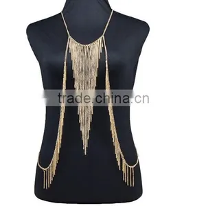 2016 Women Summer Bikini Tassels Gold Body Jewelry, Long Sexy Body Chains thumbnail-4