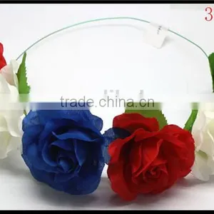 2015 Hot Sale Flower Girl's Flower Crown Halo Hair Wreath White/Blue/Red Flower Headband thumbnail-1